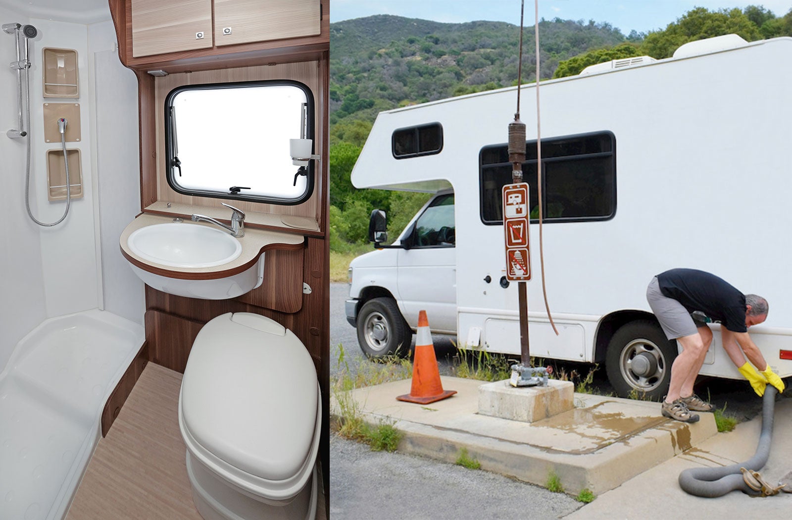 Portable RV/camper toilet and holding tank setup in Watertown, South Dakota