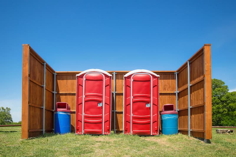 Short-term porta potty units staged for delivery in Watertown, South Dakota